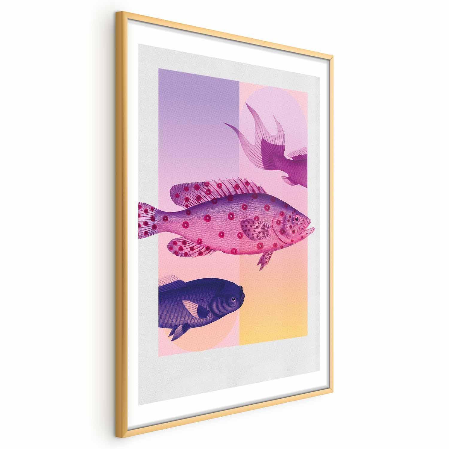 Poster - Fantastic Fish - artistic illustration of fish on a colorful background Artgeist