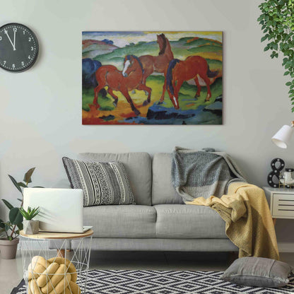 Leinwandbild - The Red Horses (Grazing Horses IV) (Franz Marc) Artgeist