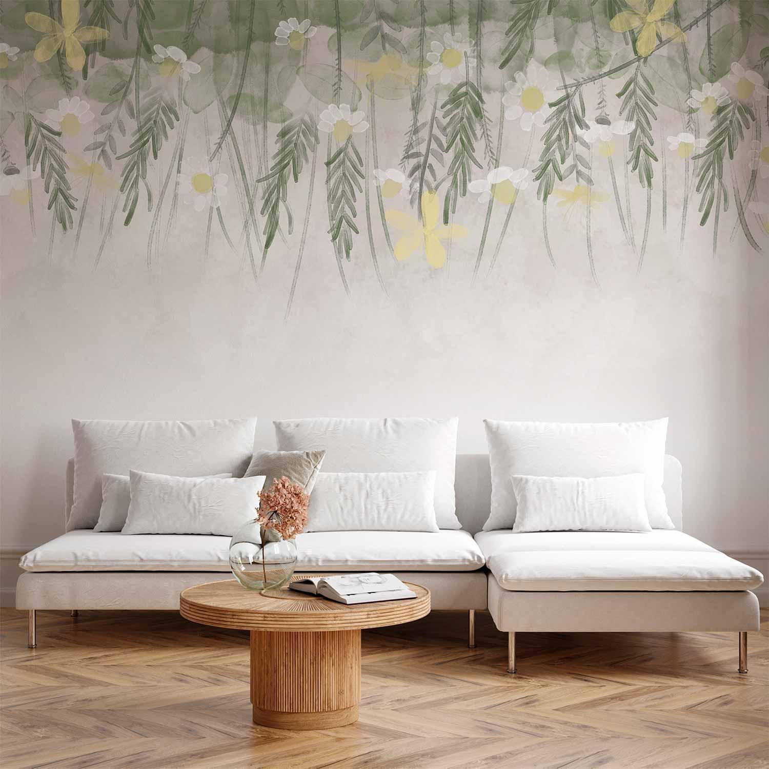 Fototapete - Home herbarium - subtle floral motif with flowers in watercolour style Artgeist