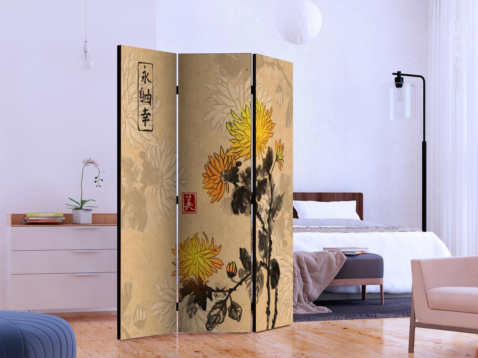 Paravent - Chrysanthemums Artgeist