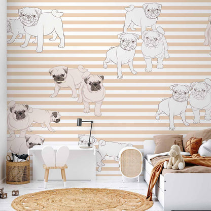 Fototapete Playful Dogs – Verspielte Hunde für fröhliche Räume