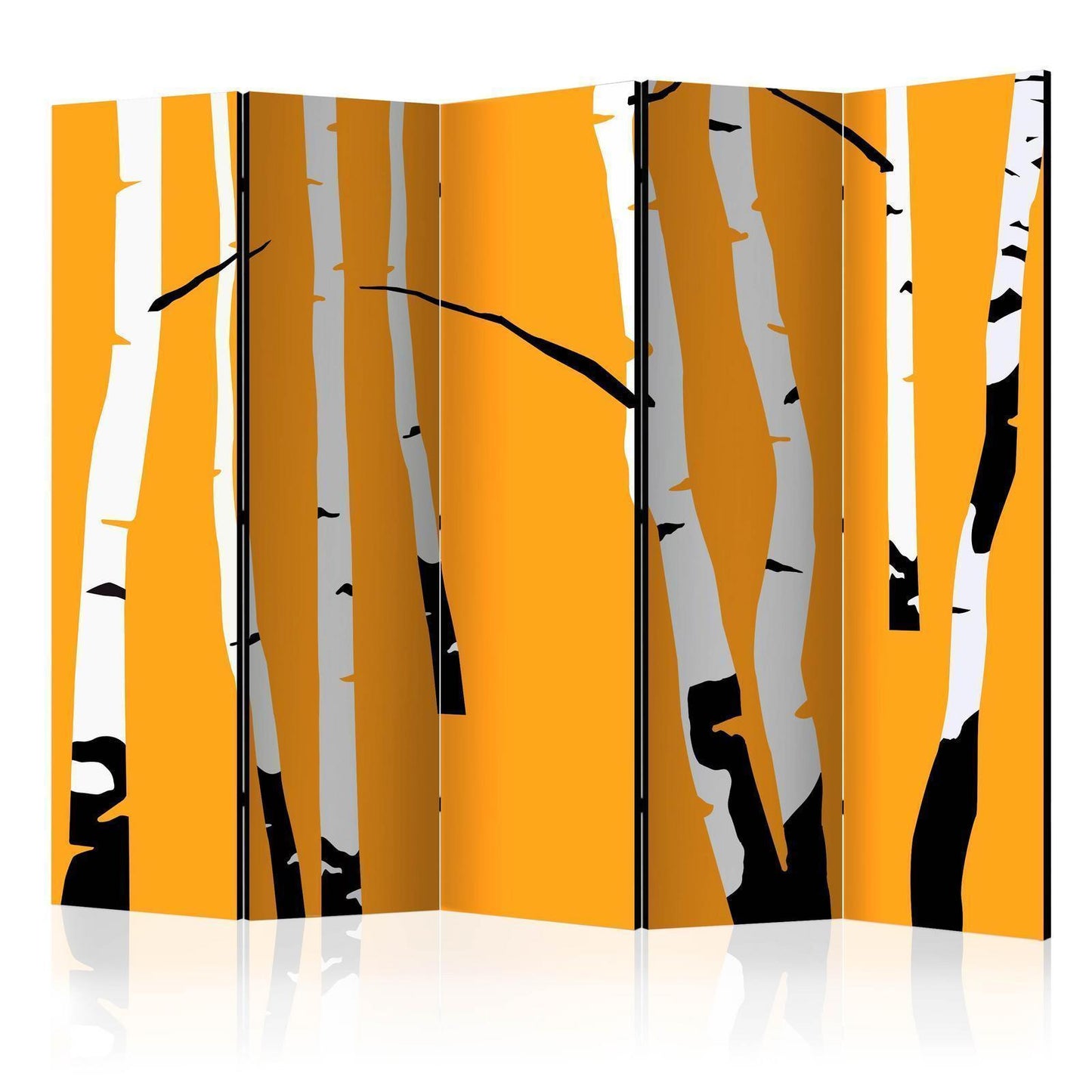 Paravent - Birches on the orange background II Artgeist