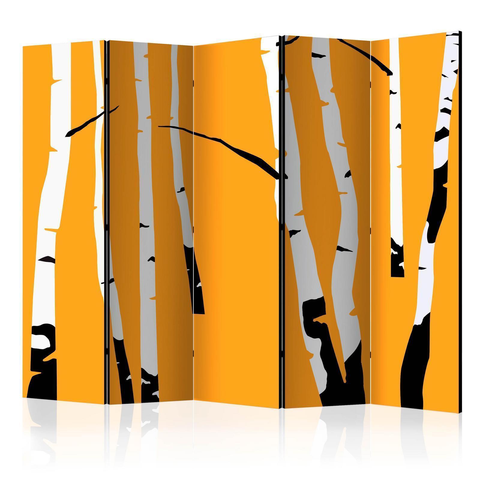 Paravent - Birches on the orange background II Artgeist
