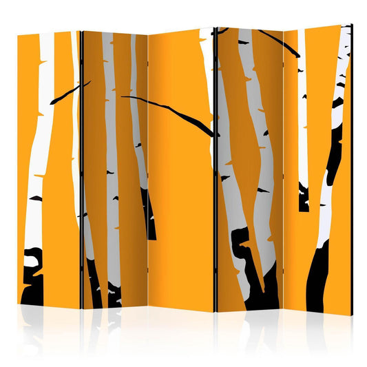 Paravent - Birches on the orange background II Artgeist