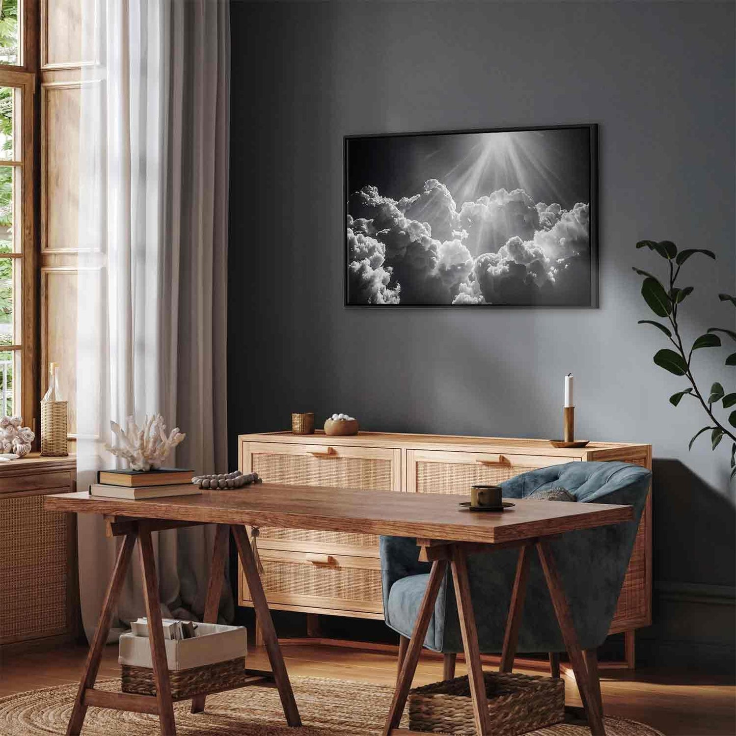 Leinwandbild - Hope in the Clouds: Inspiring Rays of the Sun – Awaken Emotions