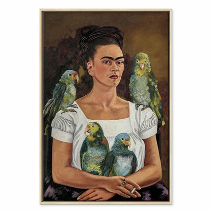 Leinwandbild - Frida Kahlo – Me and My Parrots