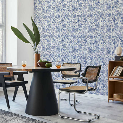 Tapete - Illustration with blue flowers