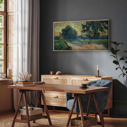 Leinwandbild - Vincent Van Gogh – Landscape with the Chateau of Auvers at Sunset