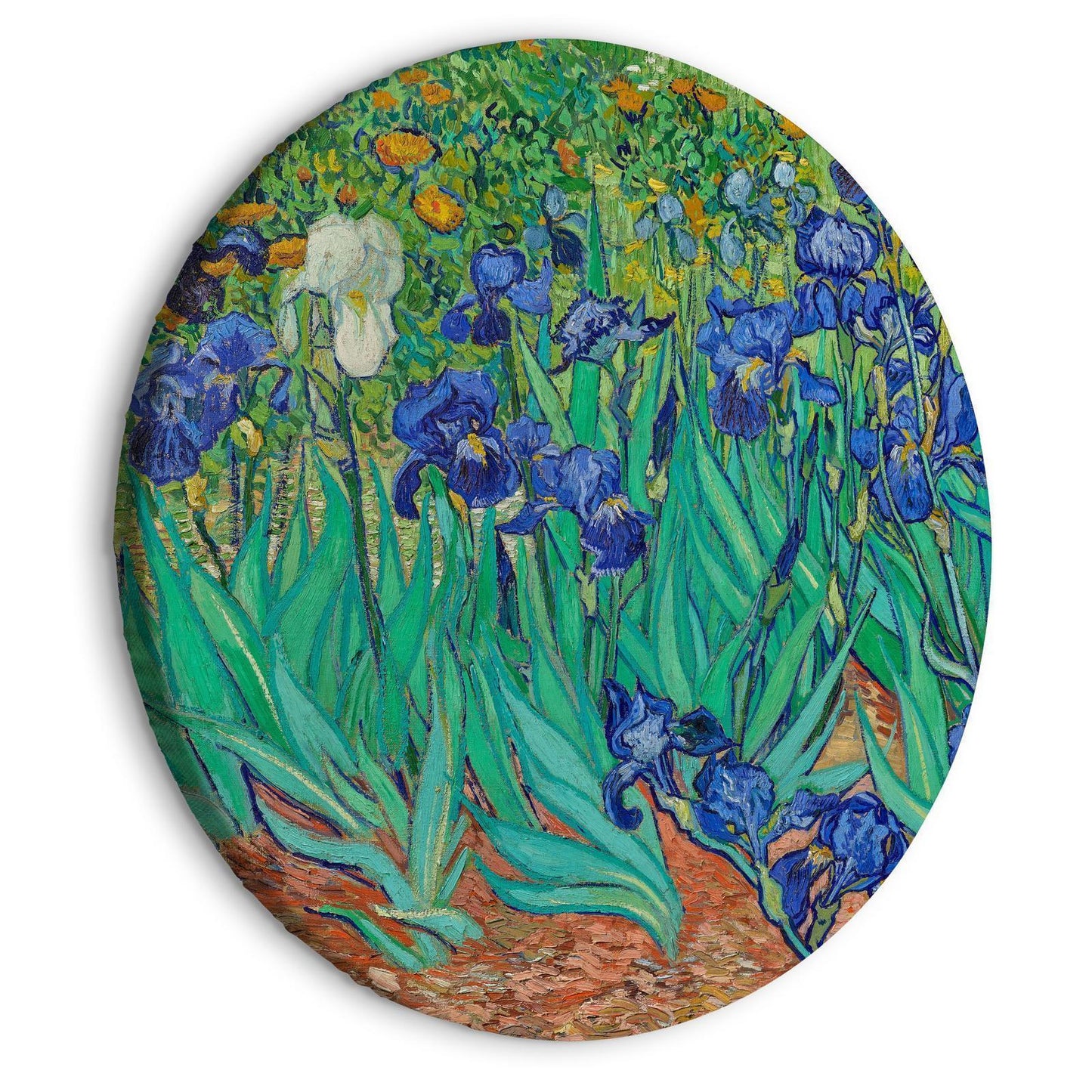 Rundes Bild - Irises by Vincent Van Gogh - Blue Flowers in the Meadow Artgeist