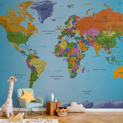 Fototapete „Weltkarte – Bunte Geografie“ – Farbenfrohes Wissensdesign für deine Wand sawelt.eu