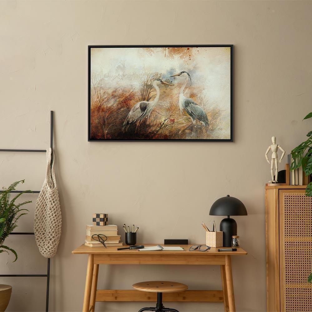 Leinwandbild - Herons on the Hunt (1 Part) Wide
