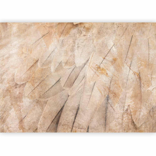 Fototapete - Bird's wings - minimalist close-up on beige feathers with pattern