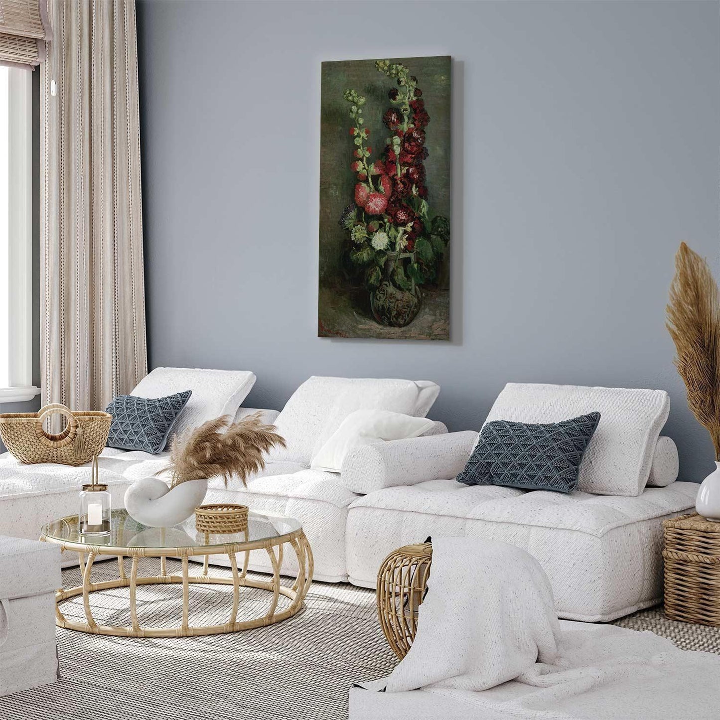 Leinwandbild - Vincent Van Gogh – Vase of Hollyhocks