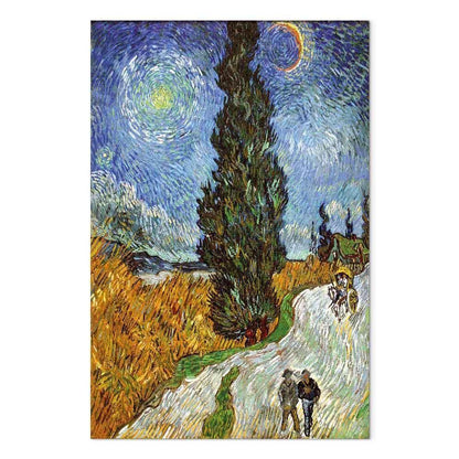 Leinwandbild - Vincent van Gogh – Road with Cypress and Star