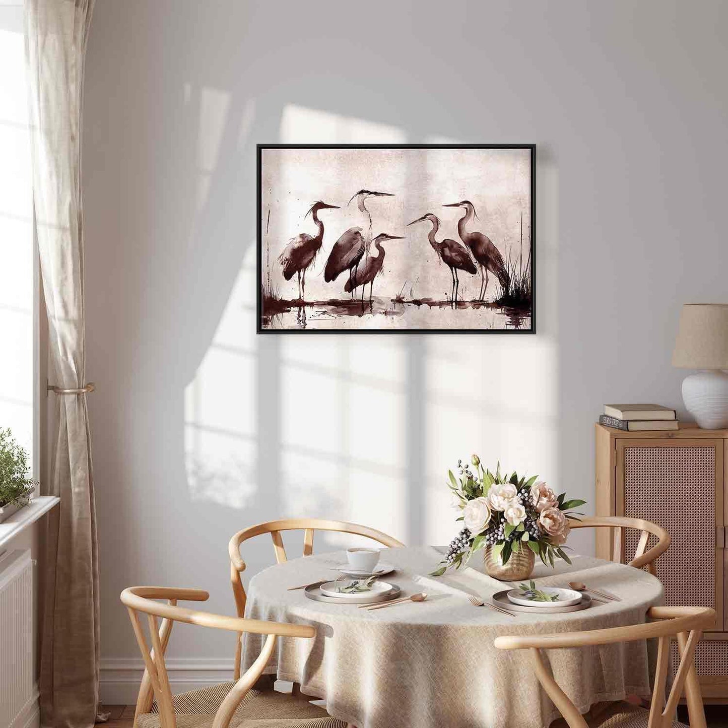 Leinwandbild - Herons painted with ink