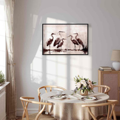 Leinwandbild - Herons painted with ink