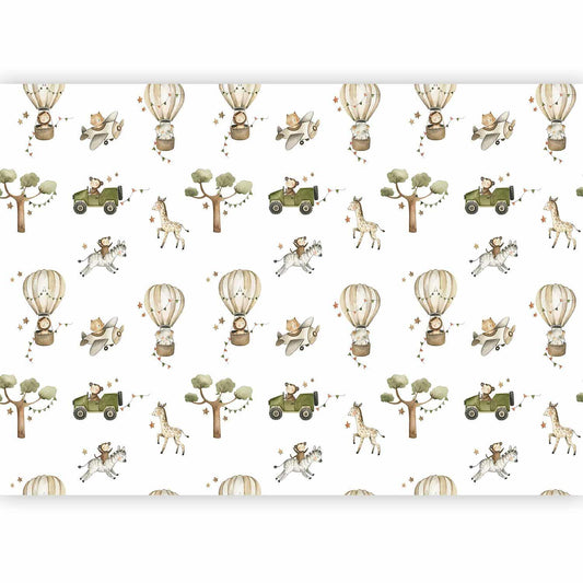 Fototapete - Africa for Toddler - Animals on Savannah in Watercolour Technique