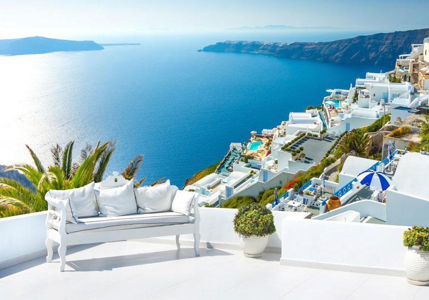 Fototapete „Ausblick auf Santorini“ – Mediterranes Flair für dein Zuhause sawelt.eu