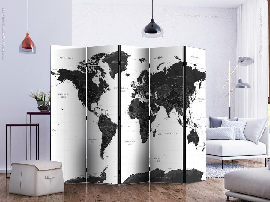 Paravent - Black and White Map II Artgeist