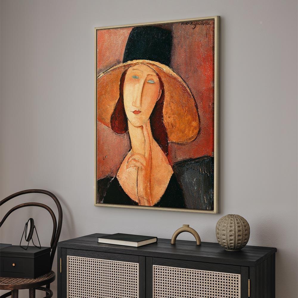 Leinwandbild - Amedeo Modigliani – Portrait of Jeanne Hebuterne in a Large Hat