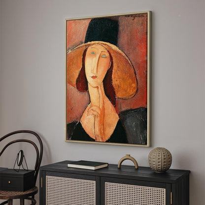 Leinwandbild - Amedeo Modigliani – Portrait of Jeanne Hebuterne in a Large Hat
