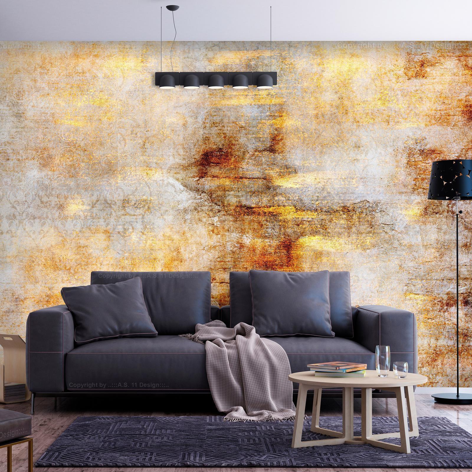 Fototapete mit goldenen Schwüngen auf dunklem Hintergrund

