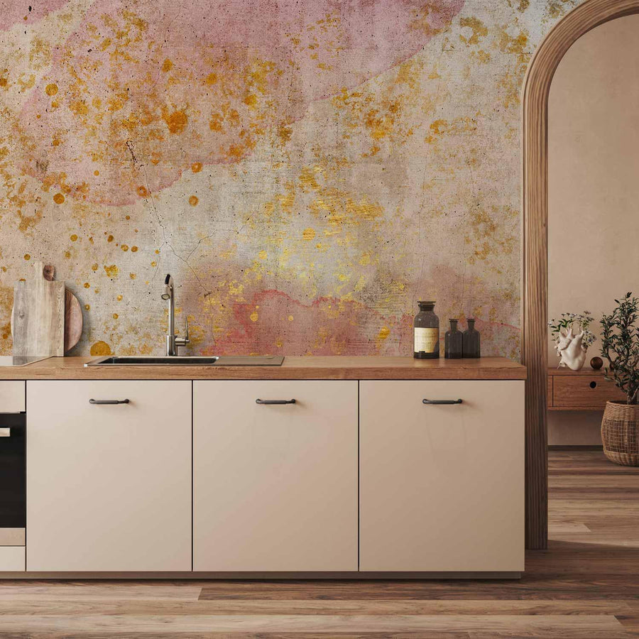 Fototapete Goldene Blasen – Elegantes Design mit Glanz-Effekt Sawelt