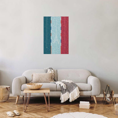 Poster - Illustration of a Pool Against the French Flag
