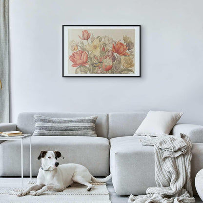 Poster - Flower Bouquet on a Cream Background Artgeist