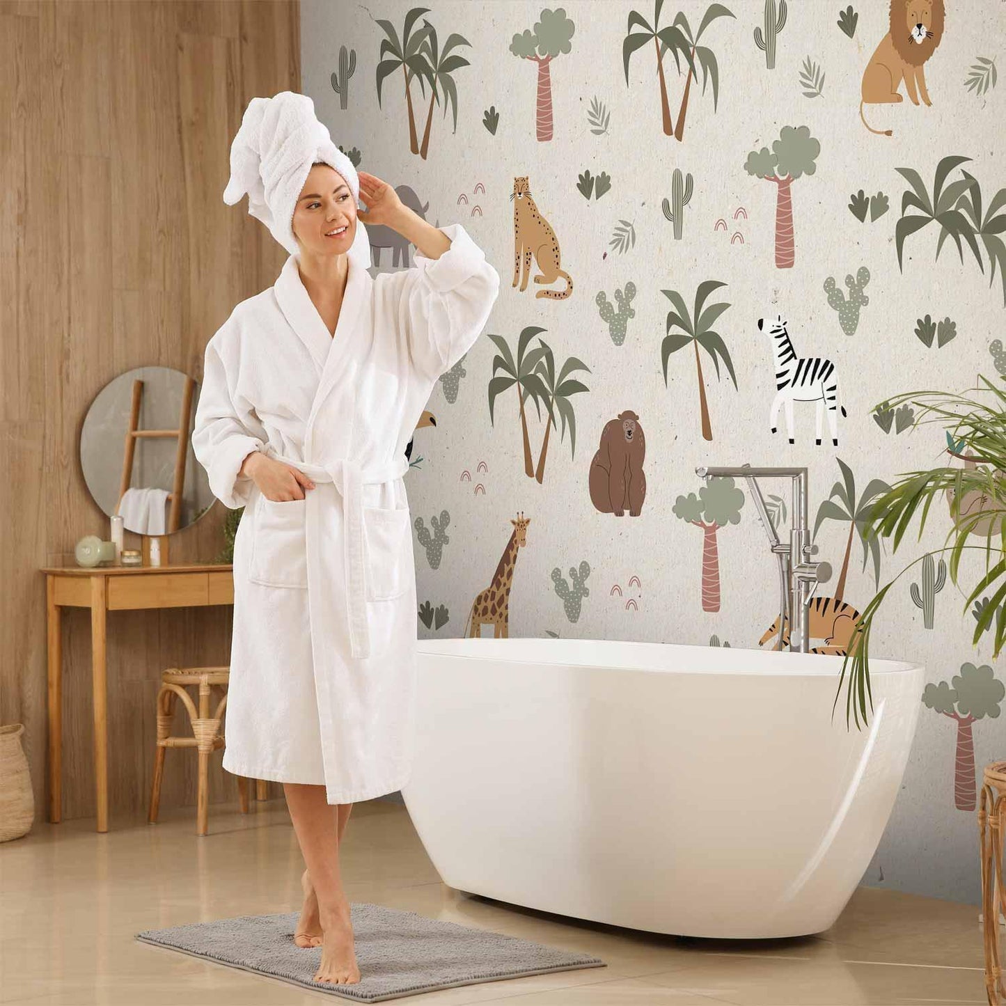 Fototapete - African Composition - Animals for the Children's Room on a Paper Background