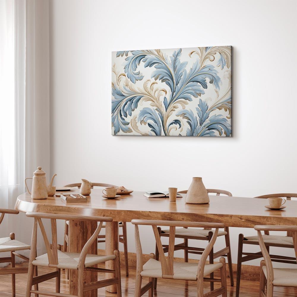 Leinwandbild - Baroque Ornaments in Light Cream-Blue Hues