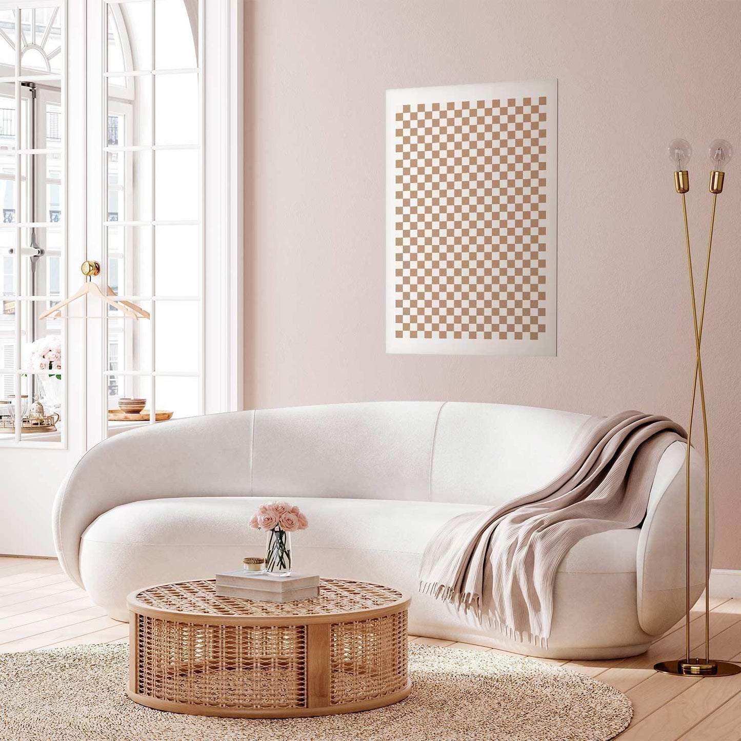 Poster - Geometry and Browns - a chessboard pattern in neutral shades Artgeist