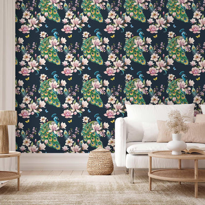 Tapete - Magnolien und Pfauen Artgeist
