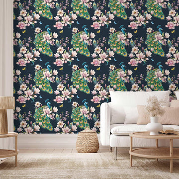 Tapete - Magnolien und Pfauen Artgeist