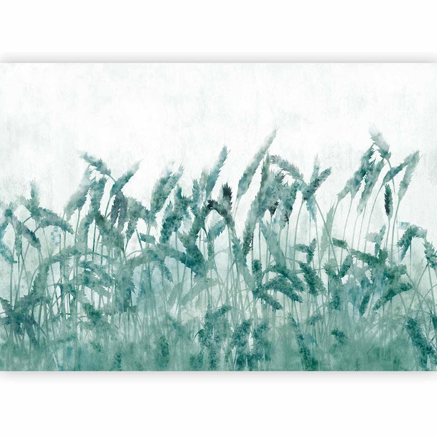 Fototapete – Blaue Weizenhalme | Stilvolles Naturdesign in Blau Sawelt