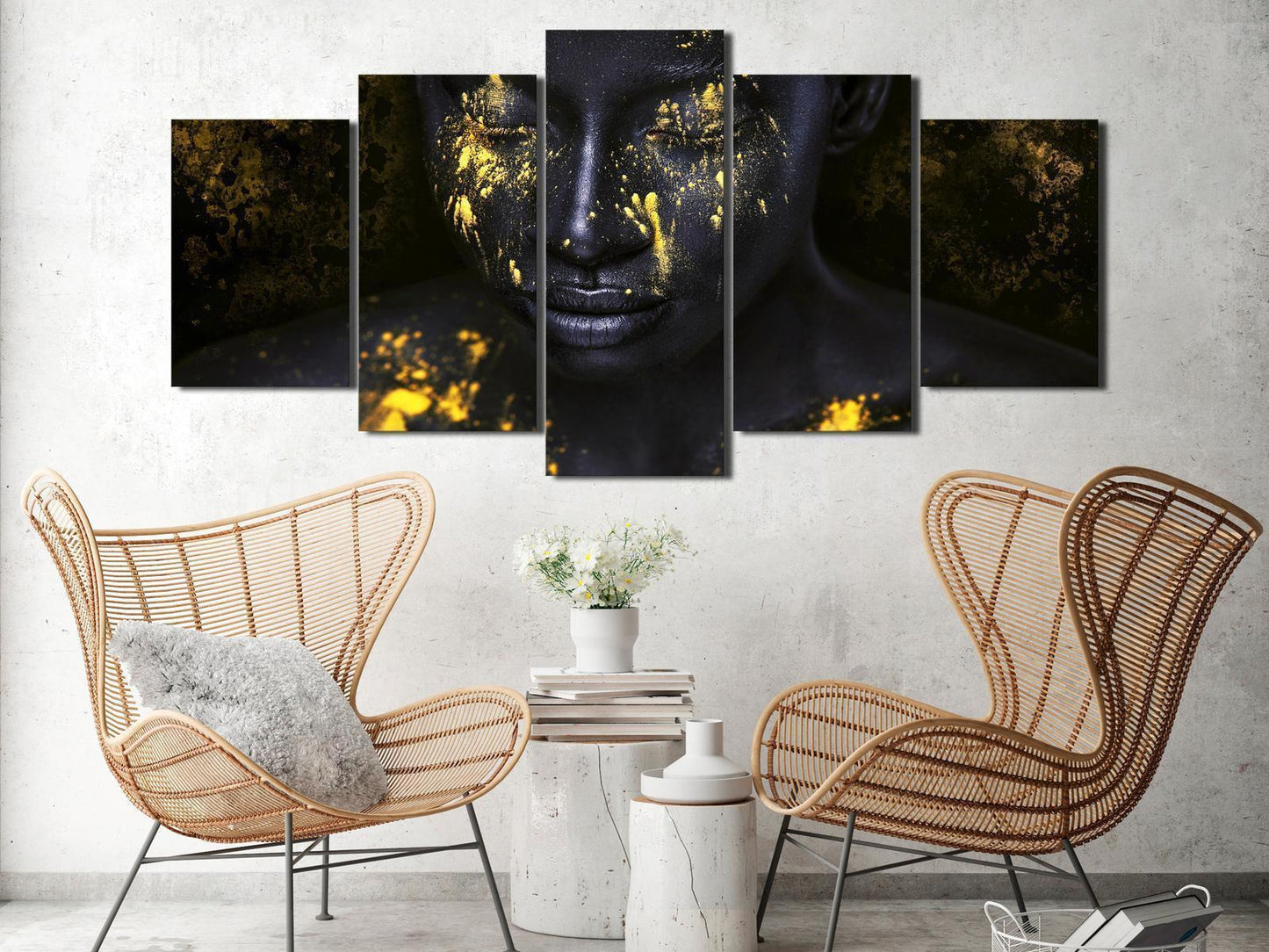 Leinwandbild - Bathed in Gold (5 Parts) Wide