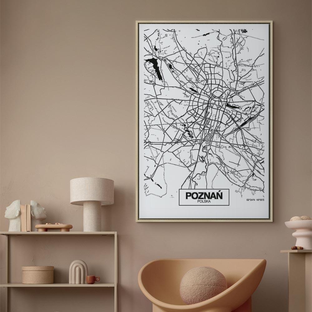 Leinwandbild - City Plan: Poznan (1 Part) Vertical