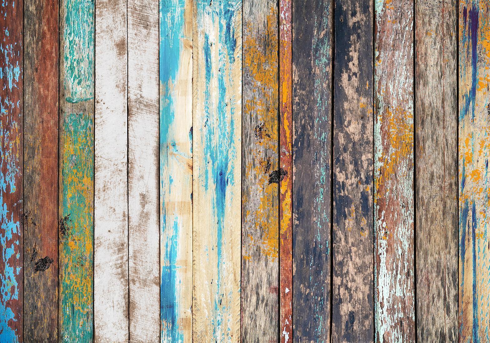 Fototapete - Wooden Rainbow Artgeist