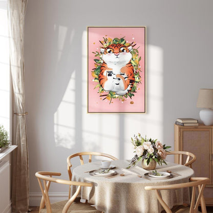 Leinwandbild - Tigger on the Grass (1 Part) Vertical