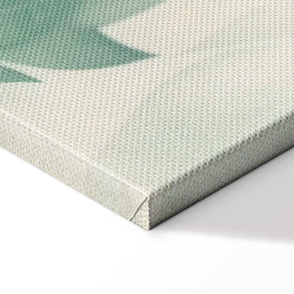 Leinwandbild - Watercolor Botanical Motif Delicate Green-Beige Leaves