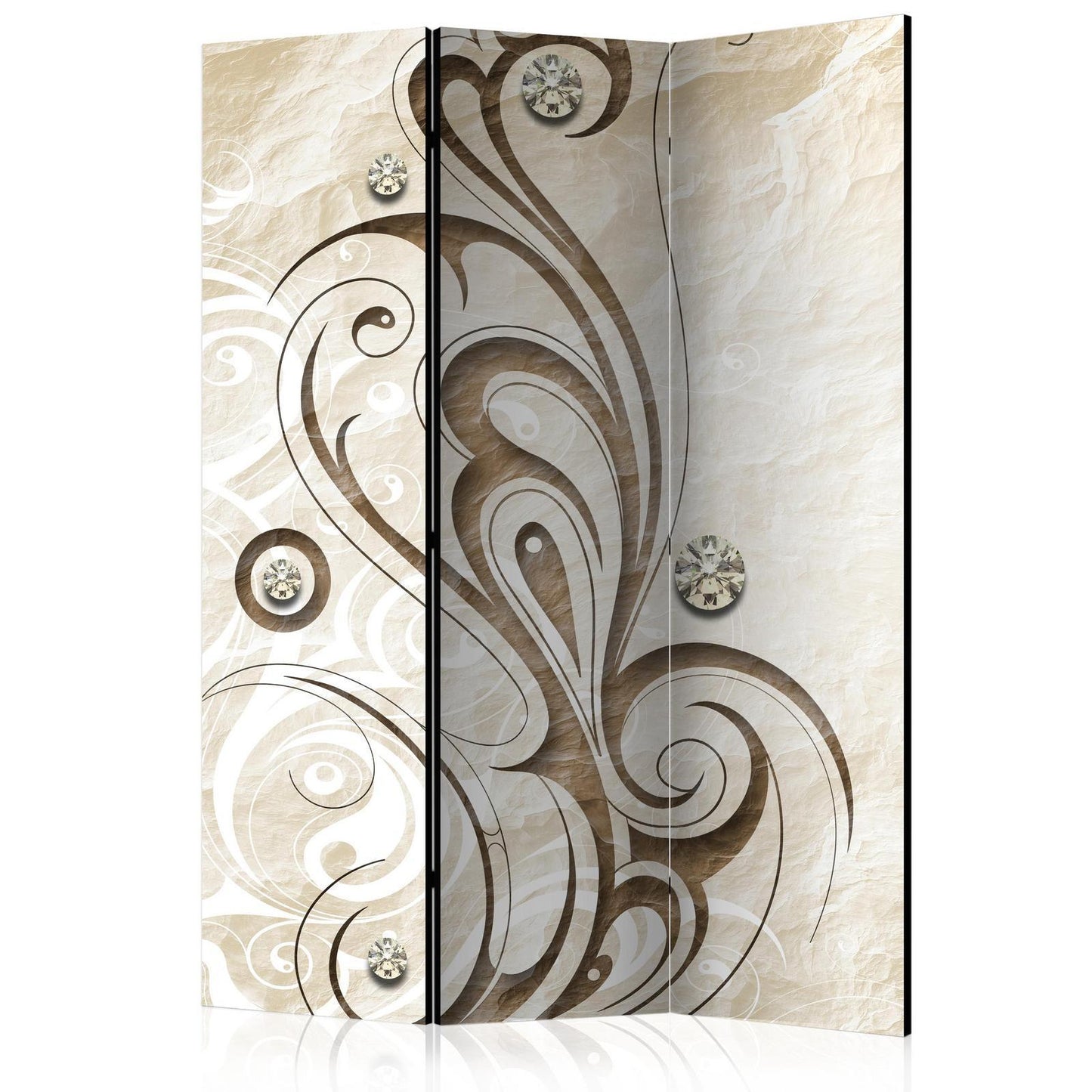 Paravent „Stein-Schmetterling“ – Elegantes Naturmotiv in Grau- und Beigetönen