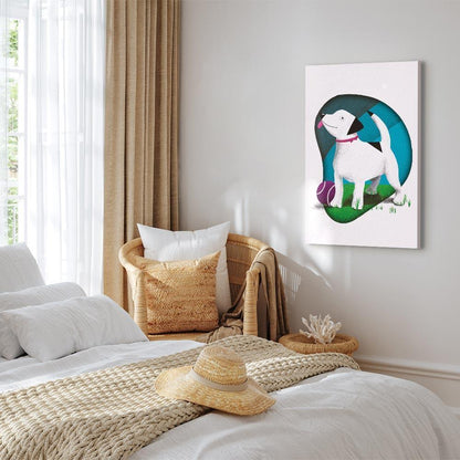 Leinwandbild - Dog and Ball (1 Part) Vertical