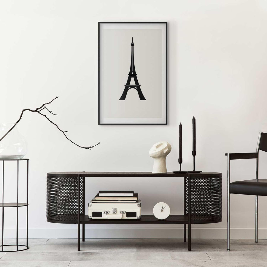 Poster - Eiffel Tower Simple Black-and-White Graphic Artgeist