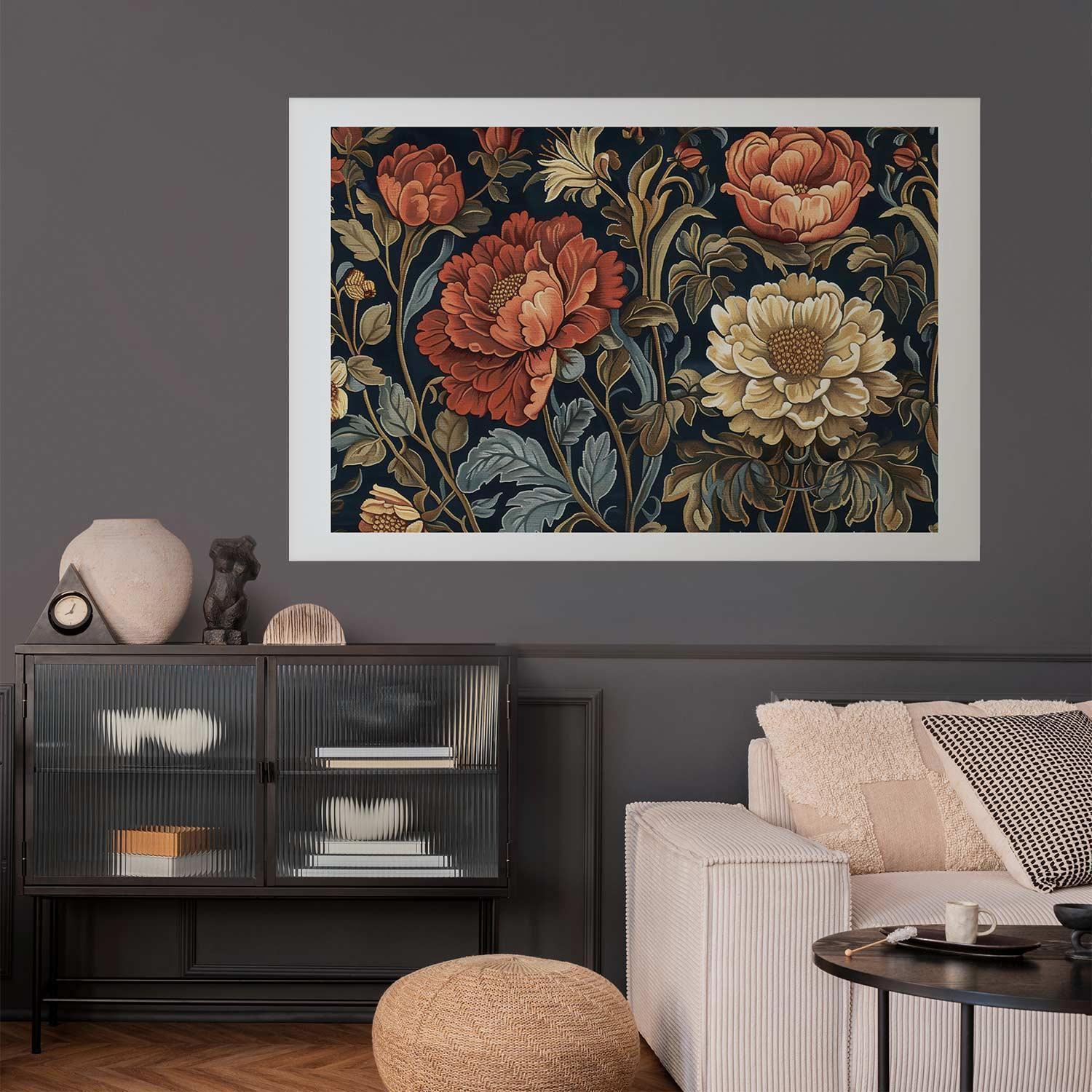 Poster - Tapestry Large Retro Flowers Artgeist