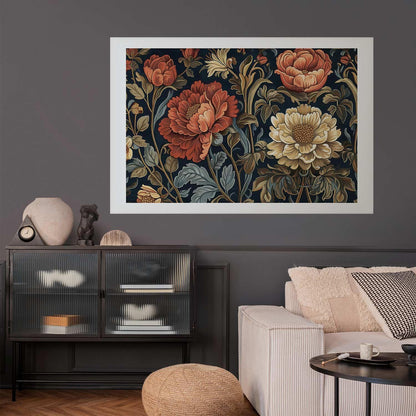 Poster - Tapestry Large Retro Flowers Artgeist