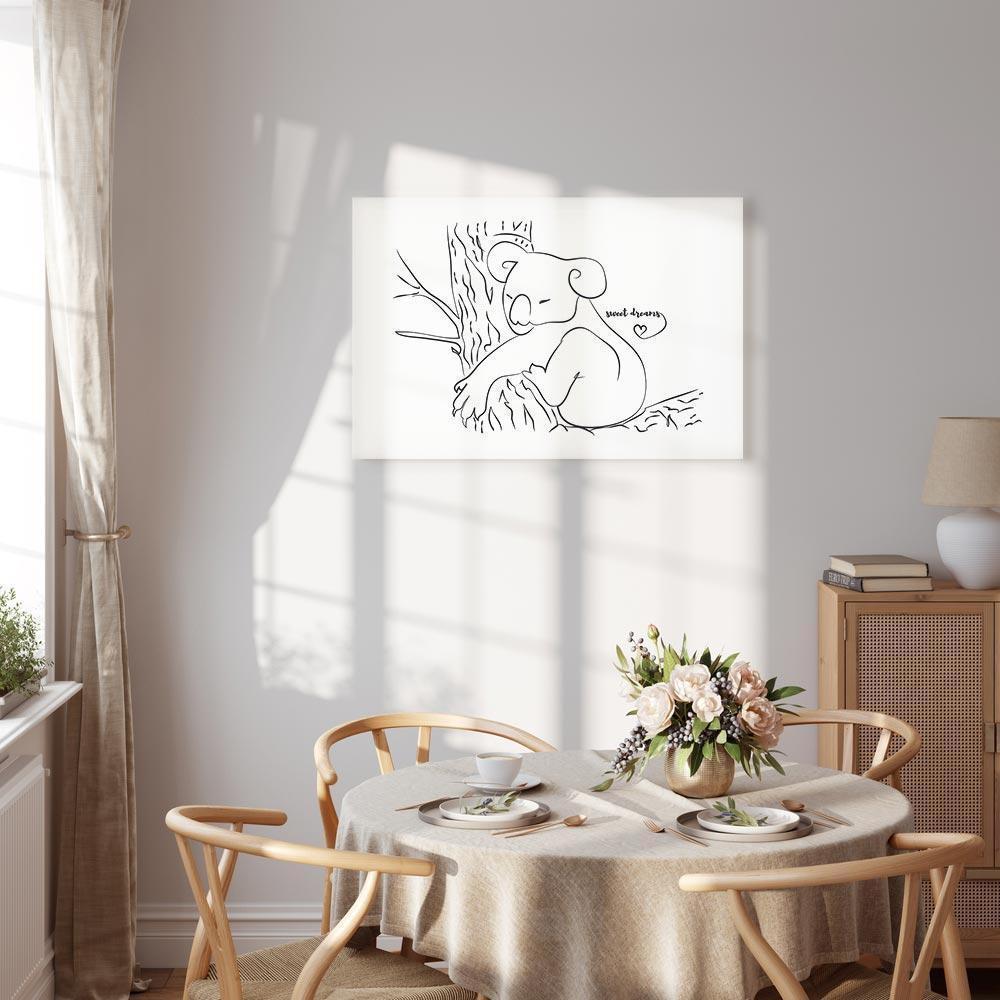 Leinwandbild - Quiet Charm of Nature (1-part) - Sleeping Koala in Black and White