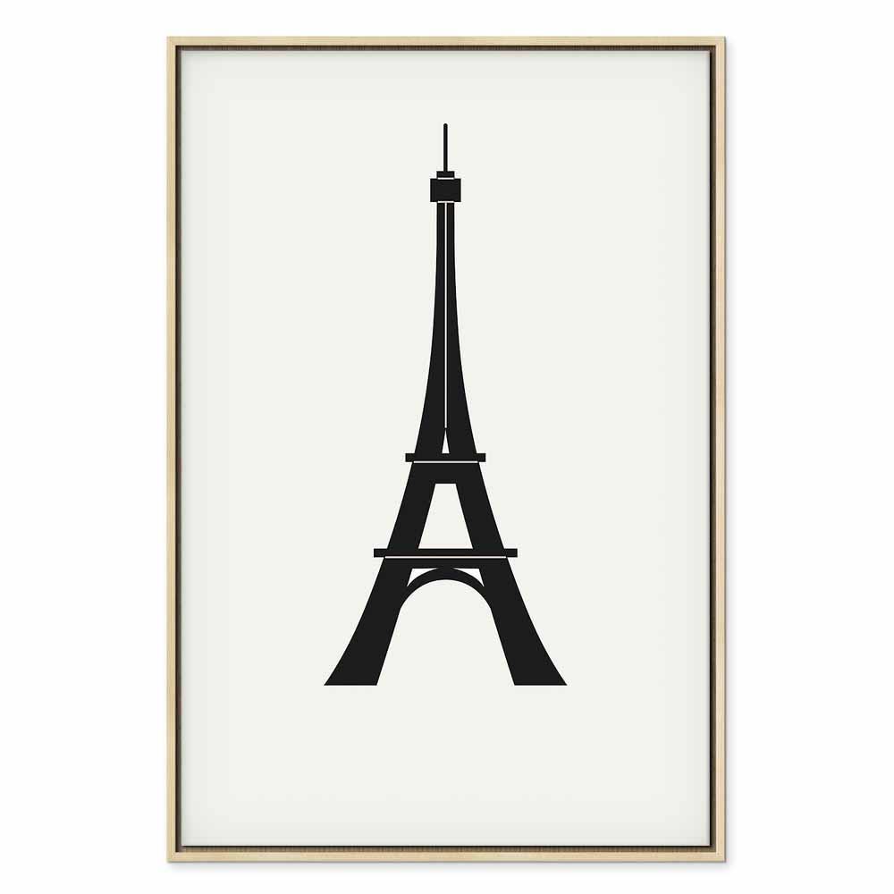 Leinwandbild - Eiffel Tower Simple Graphics in Black and White