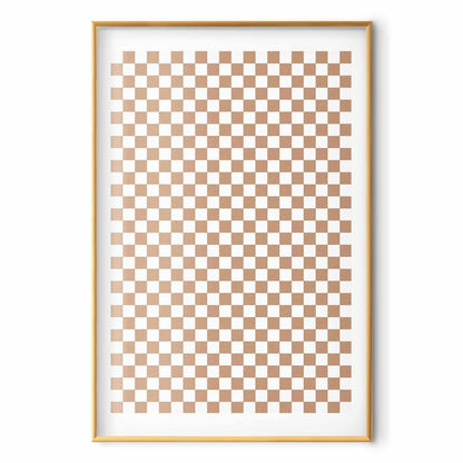 Poster - Geometry and Browns - a chessboard pattern in neutral shades