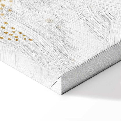 Leinwandbild - Fairy-Tale Galaxy - Phases of the Moon in Yellow Tones Among Stars in Beige and Ash Colors with Stardust