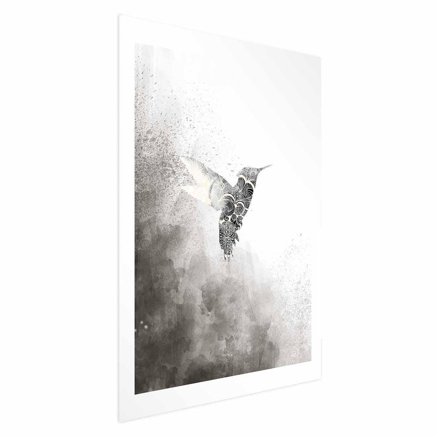 Poster featuring an ethnic hummingbird design with intricate patterns.